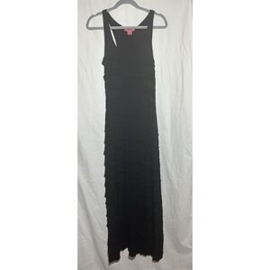 Charlotte Tarantola tiered ruffle maxi dress Black‎ Medium EUC T1